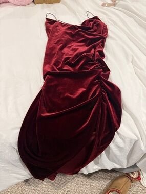 Windsor Wine Velvet Slip High Low Asymmetrical Dress